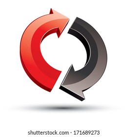 3d loop 2 arrows abstract vector icon.