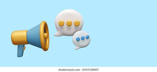 3D loudspeaker with comment signs. Online communication concept