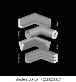 3 d Amor Abreviatura arte vectorial. Amor significa Escuchar, Observar, Valor, Abrazo