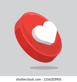 3d love button template design