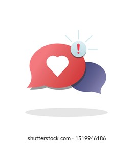3D Love chat communication icon in trendy flat style. Influencer symbol for your web site design, logo, app, UI Vector EPS 10. 