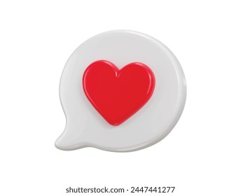 3d Love chat with heart icon concept on social media like icon 3d render