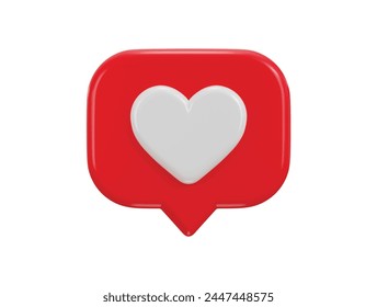 3d Love chat with heart icon concept on social media like icon 3d render