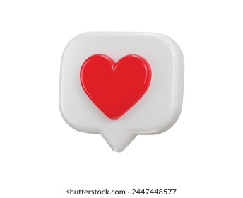 3d Amor chat con el corazón icono concepto en las redes sociales como icono 3d render