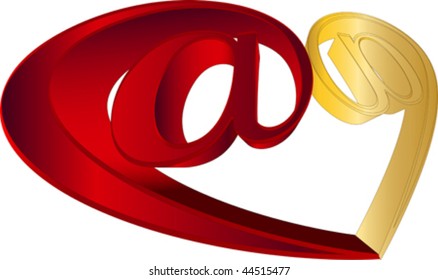 3d Love email symbol, vector