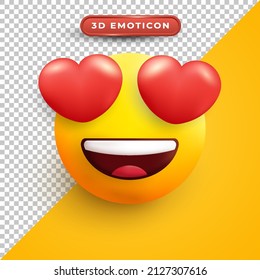 3d love emoticon with transparent background