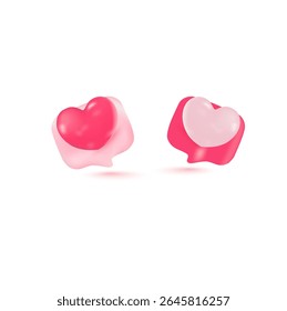 3D amor coração bate-papo Ícones de bolha estilo brilhante
