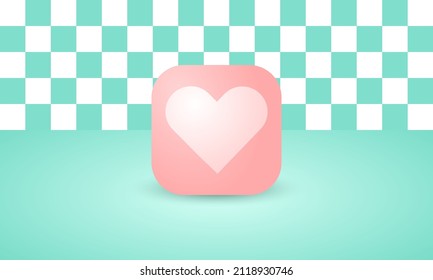 3D Love Icon With Pink Smooth Gradient