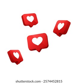 3d love illustration for social media. White Background