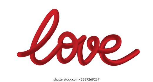 3d Love lettering isolated on transparent background. Vector illustration