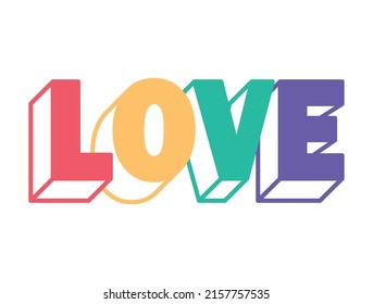 3d love lettering over white