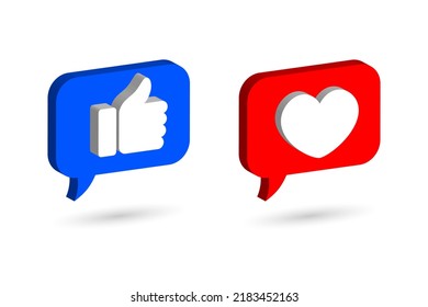 3d Love and like social media icon