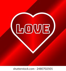 3D love poster or banner vector template design with shiny heart sign symbol and text love isolated on red color background for celebration valentine day wedding and for love cards