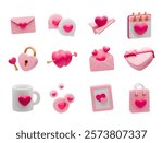 3D love set. Valentine