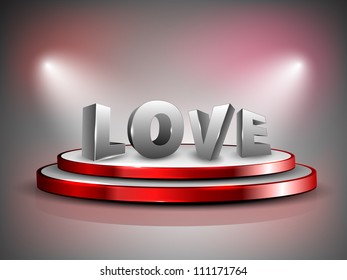 Texto de amor en 3D en el escenario. EPS 10.