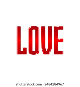 3D Love text typography vector design. Shiny Red color romantic love letter calligraphy for girlfriend boyfriend celebration happy valentine day for romance isolated on white background