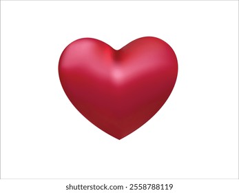3D Love Valentine Icon. Single Red Heart Symbol Isolated on a White Background. 3D Love Valentine Icon with Red Heart Symbol, Perfect Valentine’s Day Design Isolated on White Background