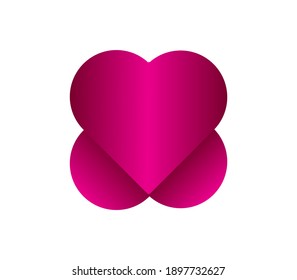 3D love vector illustration modern icon papercut