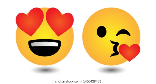 3D lover Vector yellow cartoon bubble emoticons for social media. Chat comment reactions, icon template face, character message.