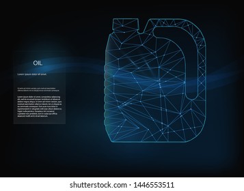 3D low poly for banner oil canister design. Low Poly style design. Abstract geometric background. Vector illustration template cars. Triangle low Poly abstract background technical. Blue and green ton