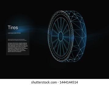 3D low poly for banner tires design. Low Poly style design. Abstract geometric background. Vector illustration template cars. Triangle low Poly abstract background technical. Blue and green tones colo