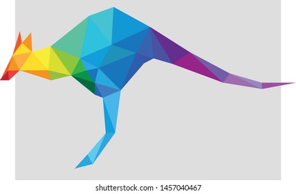 3D Low Poly Colorful Kangaroo Polygon Art