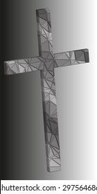 3d low poly crucifix on a colored background 