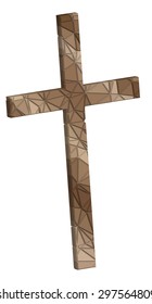 3d low poly crucifix on a white background 