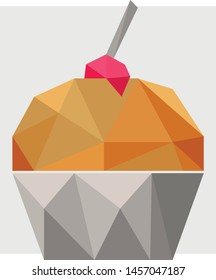 3D low poly cupcake polygon art