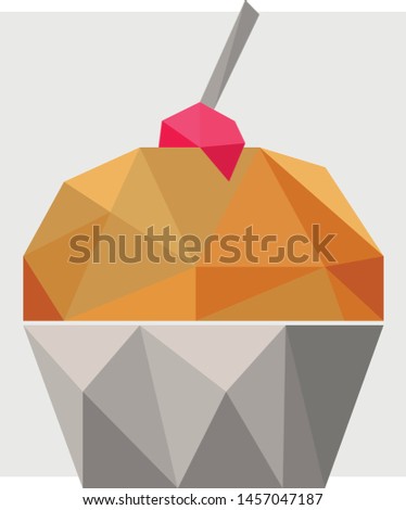 3D low poly cupcake polygon art