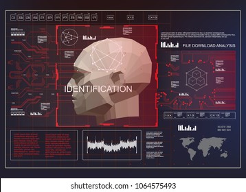 3D Low Poly Face Scanning, concept of face scanning accurate facial recognition biometric technology