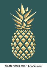 3d low poly golden pineapple polygon art