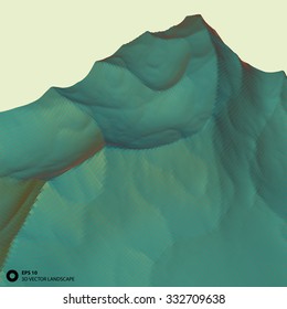 3d low poly mountain peak vector background. teal colors.