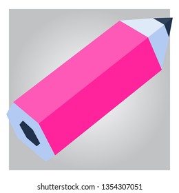 3d low poly pink pencil art design