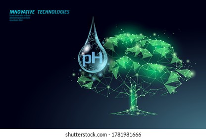 concepto de regar el pH de la planta de polos bajos en 3D. La acidez del suelo fertiliza la horticultura industrial. Análisis de problemas de entorno ecológico ilustración vectorial