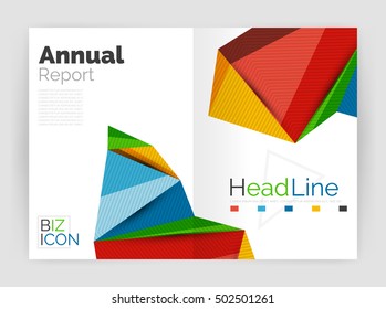 3d low poly shapes design for business brochure template. Vector annual report layouts
