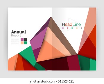 3d low poly shapes design for business brochure template. Vector annual report layouts