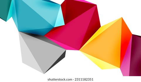 3d low poly triangle design elements