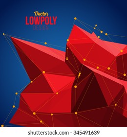 3D Low Polygon Geometry Background. Abstract Polygonal Geometric Shape. Lowpoly Minimal Style Art. Vector Illustration.