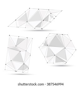 3D Low Polygon Geometry Figures Pryamougolnits Trapeze Rhombus. Abstract Polygonal Geometric Shape. Lowpoly Minimal Style Art. Vector Illustration