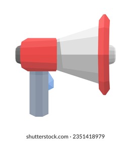3D low polygon red Megaphone on isolated white background. Vector illustration of modern flat design object.
