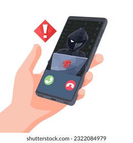 3D Low Polygon Thief Hacker uses a computer laptop in a mobile smartphone. fraud scam and steal private data on devices. vector illustration flat design for cyber criminal awareness concept.