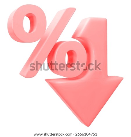 3d low price icon. Powder tint percent with arrow down. Crisis concept sign. Stock vector illustration on isolated background.