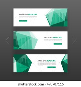 3d lowpoly solid abstract corporate banner or web slideshow template. Horizontal advertising business banner or website slider layout templates set.