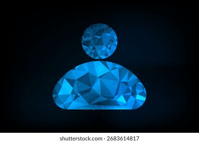 Un símbolo de avatar azul de estilo low-poly 3D que representa un perfil de usuario