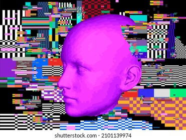 3d Lowpolygonal Model Human Head On Stock Vector (Royalty Free ...