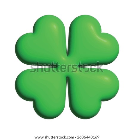 3d Lucky Four-leaf clover, Green Four leaf clover vector icon. St Patrick's Day. Lucky and happiness concept. Shamrock - render 3d green four leaf clover icon. Good luck theme design element Vector.