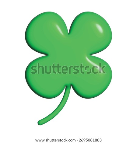 3D Lucky Four-Leaf Clover, Green Four-Leaf Clover Vector Icon. St. Patrick's Day. Luck and Happiness Concept. Shamrock – 3D Render of Green Four-Leaf Clover Icon. Good Luck Theme Vector Design Element