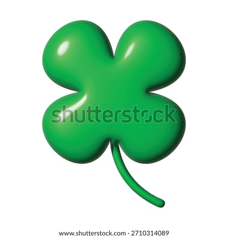 3D Lucky Four-Leaf Clover, Green Four-Leaf Clover Vector Icon. St. Patrick's Day. Luck and Happiness Concept. Shamrock – 3D Render of Green Four-Leaf Clover Icon. Good Luck Theme Vector Design Element