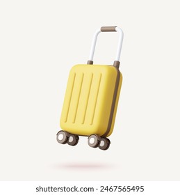 3D luggage icon. suitcase for vacation, holiday, tourism, travel, booking, business and time to travel concept. 3d rendering. Vector illustration